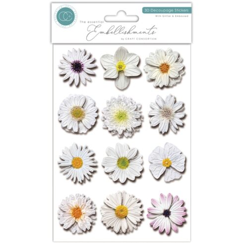 Craft Consortium 3D Decoupage Stickers Flowers Mini 3D-kukat (koottuna)