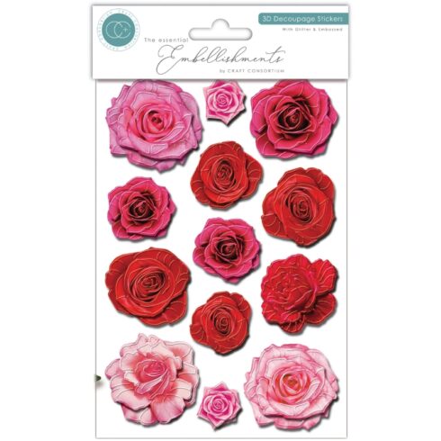 Craft Consortium 3D Decoupage Stickers Flowers Mini 3D-kukat (koottuna)