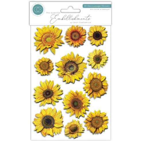 Craft Consortium 3D Decoupage Stickers Flowers – Mini 3D-kukat (koottuna)