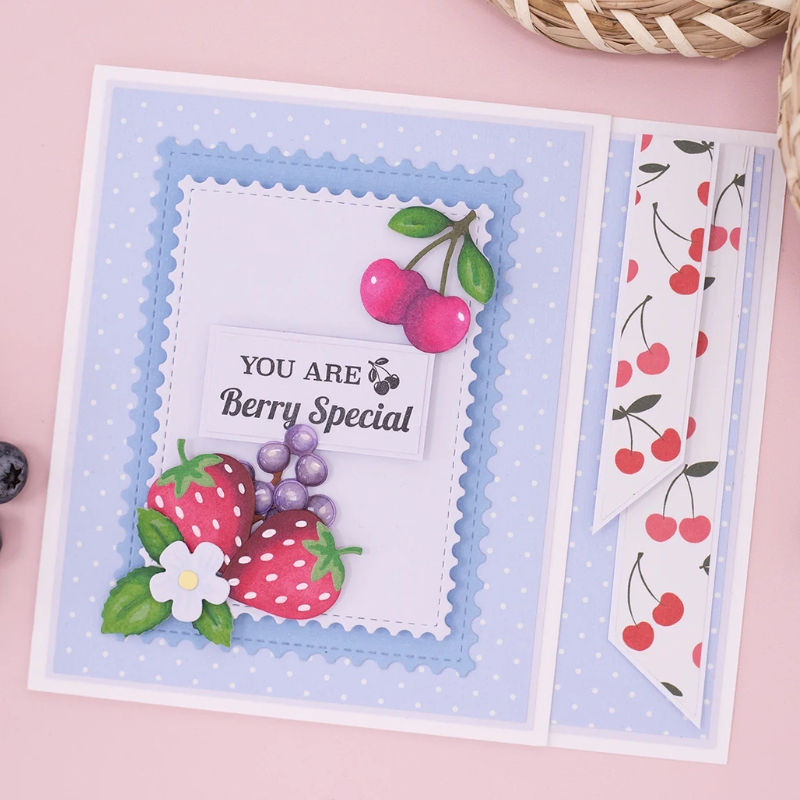 Crafter’s Companion Stencil and Die stanssi ja sapluuna – Berry Bliss BERRY BASKET - Image 6