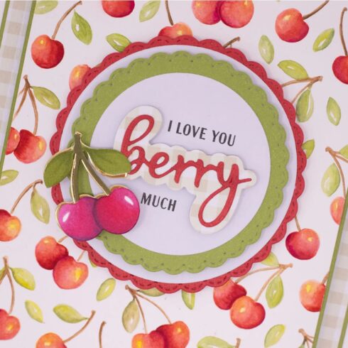 Crafters Companion 3D kohokuviointikansio Berry Bliss CHERRIES 4