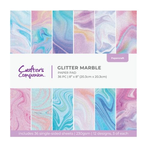 Crafter’s Companion – Glitter Marble hilekartonki (marmori) 20 x 20 cm