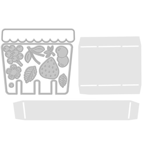 Crafters Companion Stencil and Die stanssi ja sapluuna Berry Bliss BERRY BASKET 1