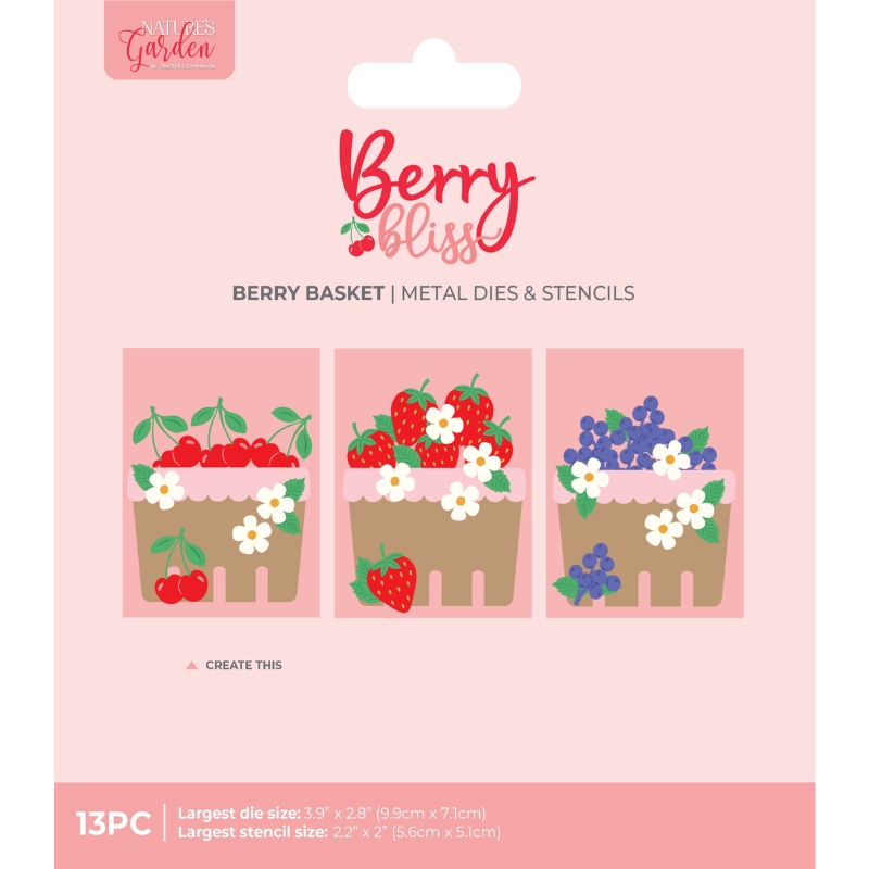 Crafter’s Companion Stencil and Die stanssi ja sapluuna Berry Bliss BERRY BASKET