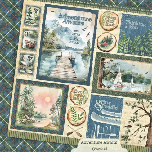 Graphic 45 Adventure Awaits Collection Pack paperilajitelma1