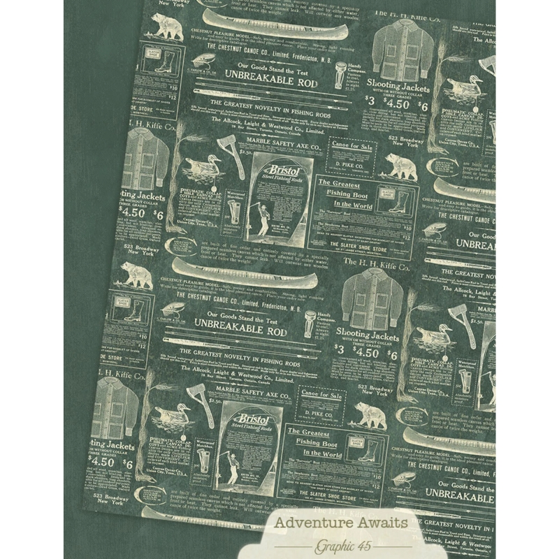 Graphic 45 – Adventure Awaits Patterns & Solids Pack paperilajitelma - Bild 3