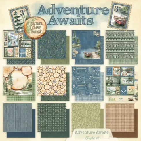 Graphic 45 – Adventure Awaits Collection Pack paperilajitelma 20 x 20 cm