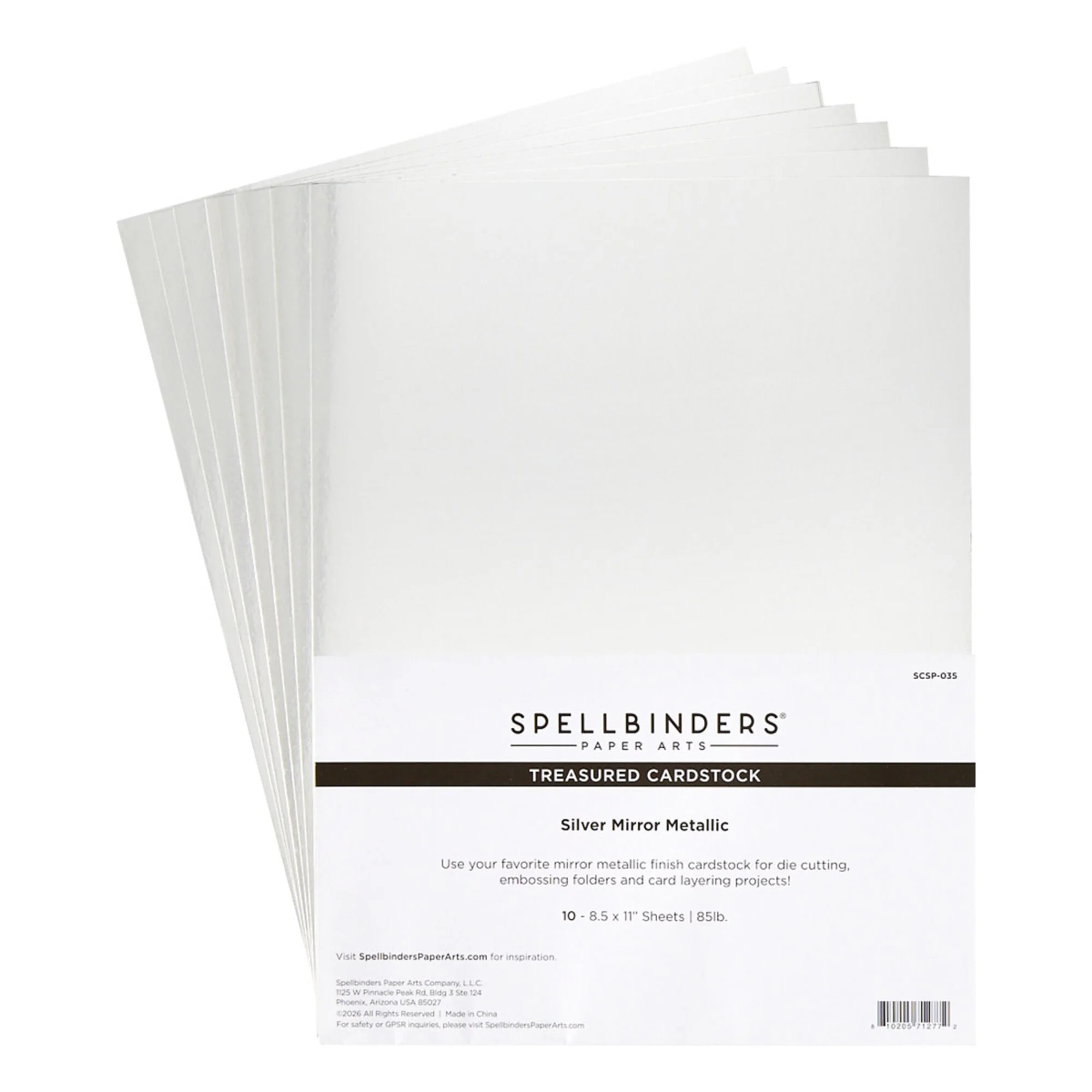 Spellbinders Treasured Cardstock – Silver Mirror Metallic peilikartonki