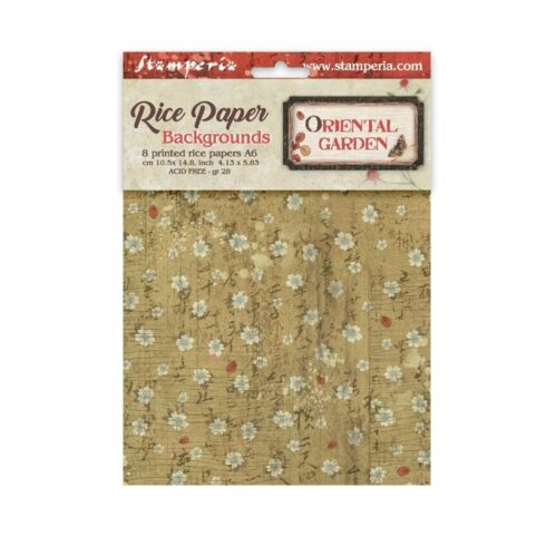Stamperia Oriental Garden Mini Rice Paper Backgrounds riisipaperi (8 kpl) A6