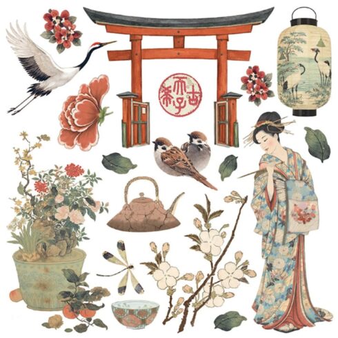 Stamperia Rub On Kit Oriental Garden Assortment siirtokuvat 155 x 155 cm 6 kpl 1