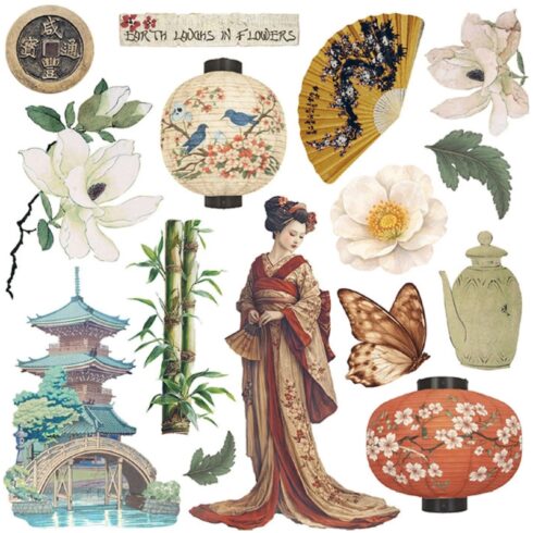 Stamperia Rub On Kit Oriental Garden Assortment siirtokuvat 155 x 155 cm 6 kpl 2