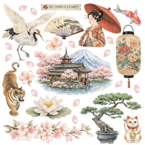 Stamperia Rub On Kit Oriental Garden Assortment siirtokuvat 155 x 155 cm 6 kpl 3