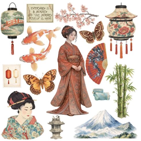 Stamperia Rub On Kit Oriental Garden Assortment siirtokuvat 155 x 155 cm 6 kpl 4