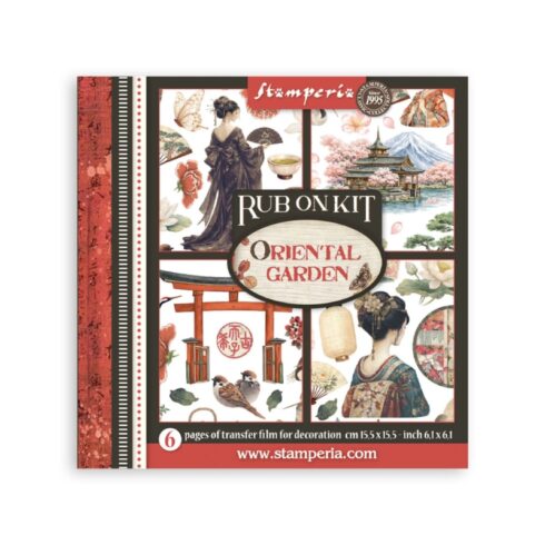 Stamperia Rub-On Kit Oriental Garden Assortment siirtokuvat 15,5 x 15,5 cm (6 kpl)