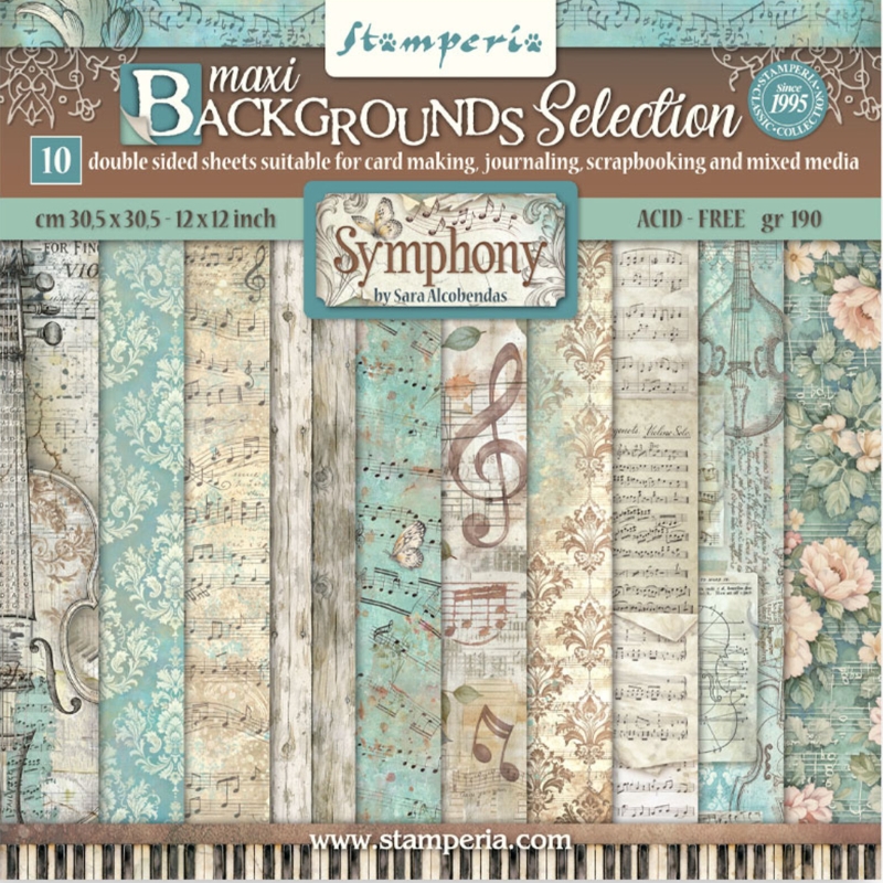 Stamperia Symphony Backgrounds paperilajitelma 30 x 30 cm