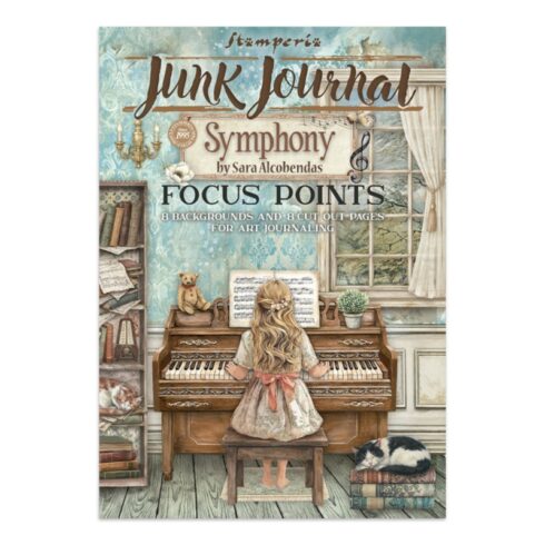 Stamperia Symphony Junk Journal Focus Points Backgrounds, Cut-Outs lehtiö (16 kpl) A5