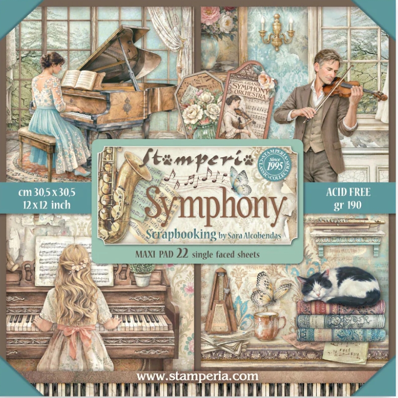 Stamperia Symphony Maxi paperilajitelma 30 x 30 cm