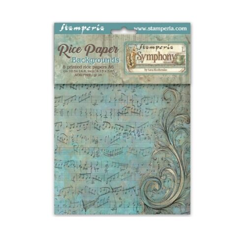 Stamperia Symphony Mini Rice Paper Backgrounds riisipaperi (8 kpl) A6