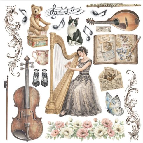 Stamperia Symphony Washi Pad 8 kpl A5 11