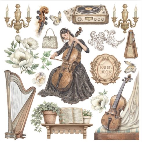 Stamperia Symphony Washi Pad 8 kpl A5 12