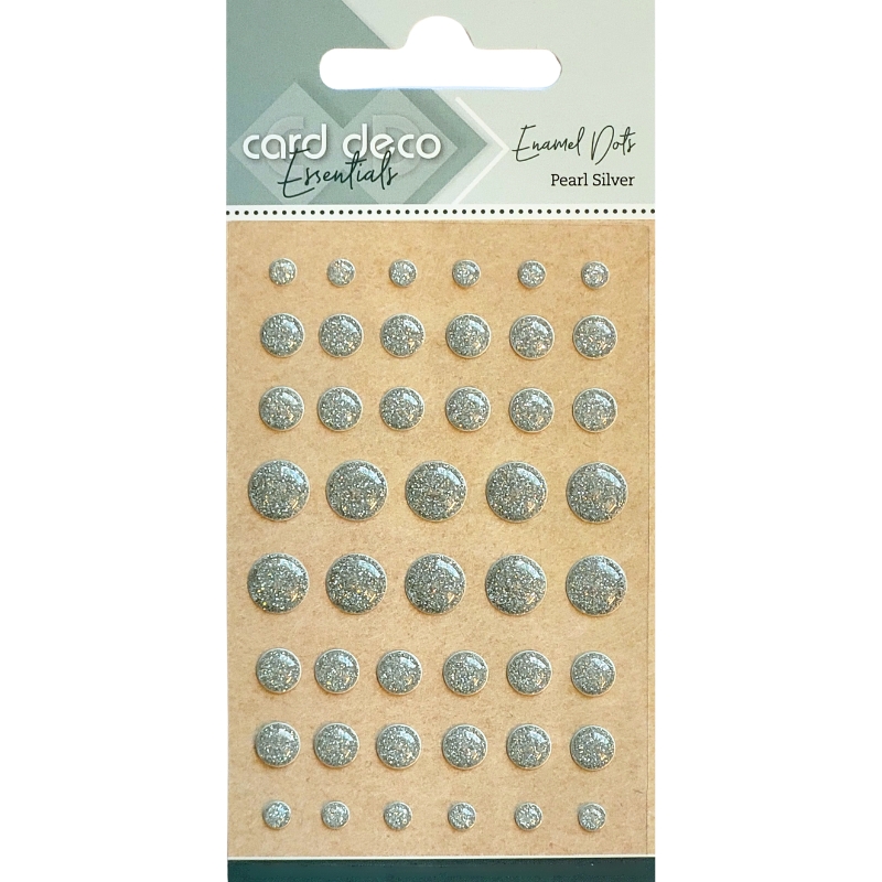 Card Deco – Enamel Dots glitter 3D-tarra (Pearl Silver)
