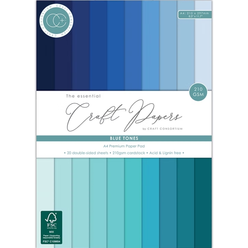 Craft Consortium – Premium Cardstock Blue Tones kartonkilehtiö A4