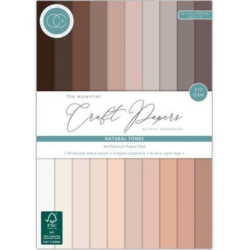 Craft Consortium – Premium Cardstock Natural Tones kartonkilehtiö A4
