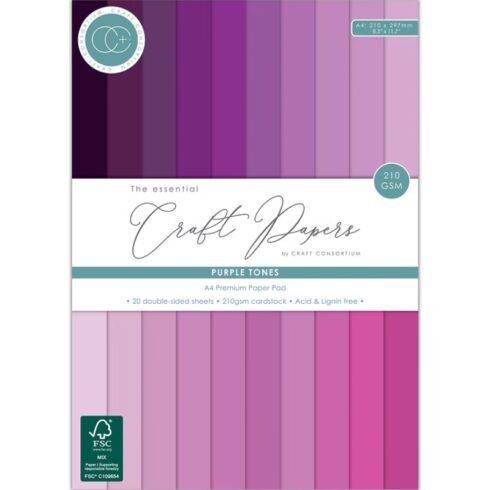 Craft Consortium – Premium Cardstock Purple Tones kartonkilehtiö A4