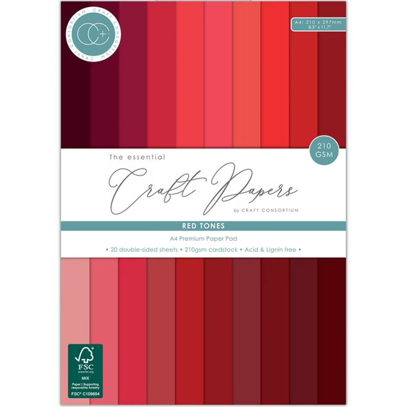 Craft Consortium – Premium Cardstock Red Tones kartonkilehtiö A4