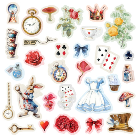 Crafter’s Companion Tales of Wonderland Ephemera Pack leikekuvat (90 kpl)