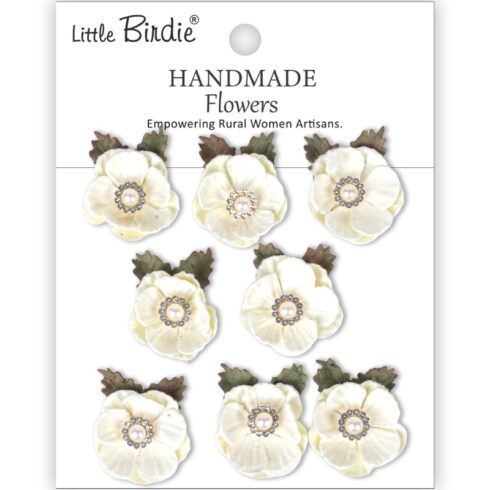 Little Birdie Butter Cup Ivory Pearl Paperikukat (8 kpl)