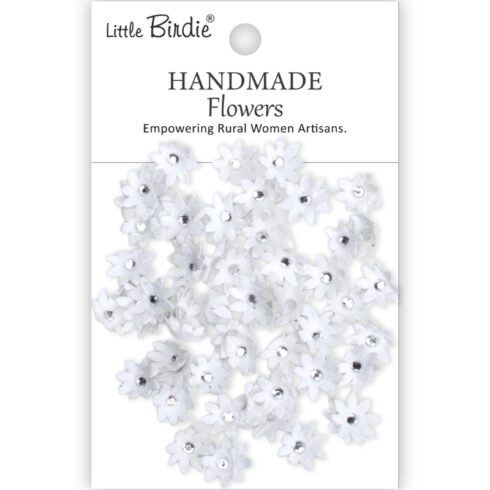Little Birdie Micro Jewelled Florettes Frosty White Paperikukat (60 kpl)
