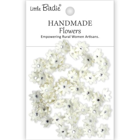 Little Birdie Micro Jewelled Florettes Ivory Pearl Paperikukat (60 kpl)