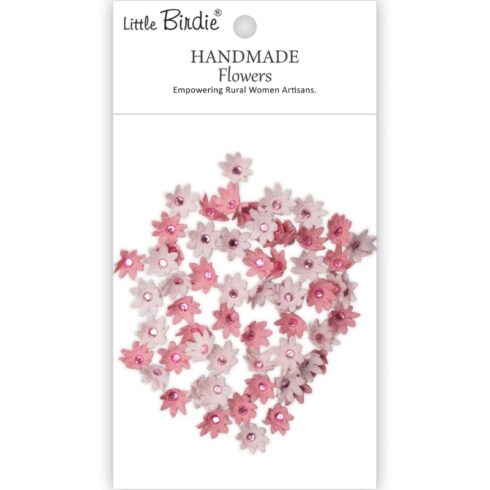 Little Birdie Micro Jewelled Florettes Pink Passion Paperikukat (60 kpl)