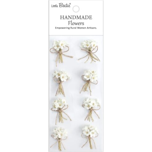 Little Birdie Mini Bouquet Ivory Pearl Paperikukat (8 kpl)