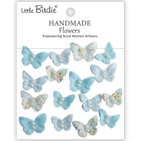 Little Birdie Pearly Flutter Blue Symphony Paperiperhoset (16 kpl)