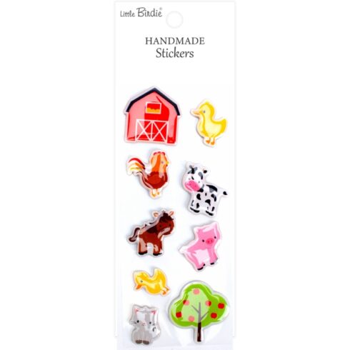 Little Birdie Resin Stickers – Farm Buddies kohotarrat (9 kpl)