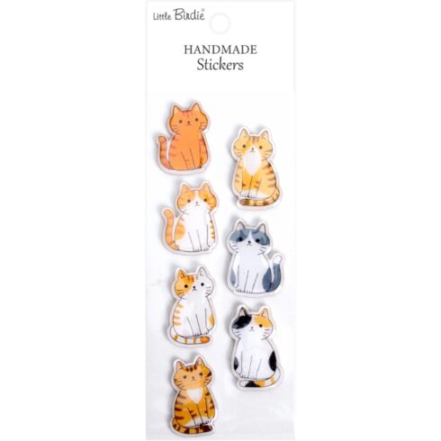 Little Birdie Resin Stickers Meow Pals kohotarrat (7 kpl)