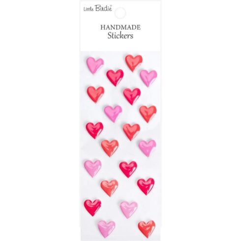 Little Birdie Resin Stickers – Rosy Red Hearts kohotarrat (20 kpl)