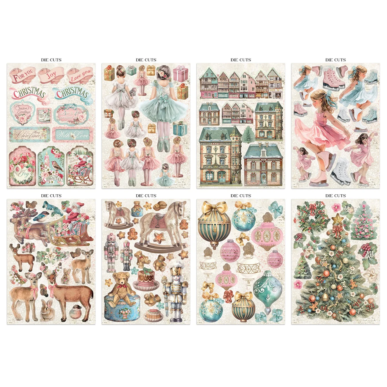 Stamperia – Winter Magic Junk Journal Focus Points Backgrounds, Cut-Outs lehtiö (16 kpl) A5 - Image 2