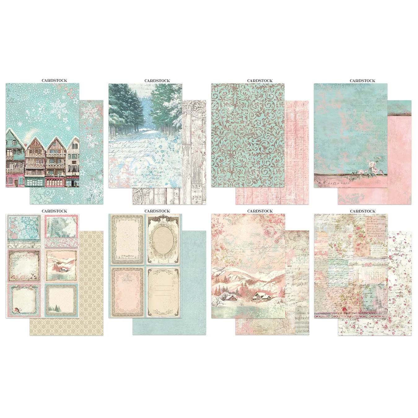 Stamperia – Winter Magic Junk Journal Focus Points Backgrounds, Cut-Outs lehtiö (16 kpl) A5 - Image 3