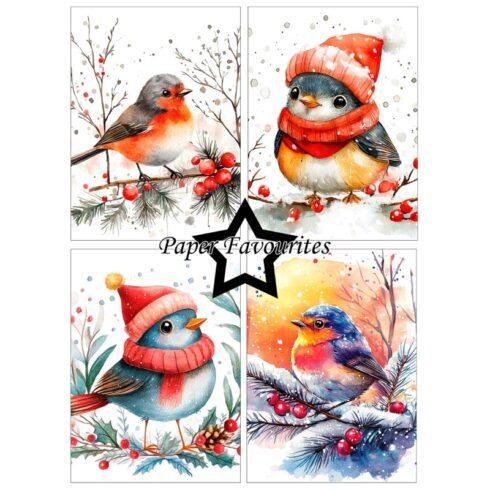 Paper Favourites Christmas Birds paperilajitelma A6 1
