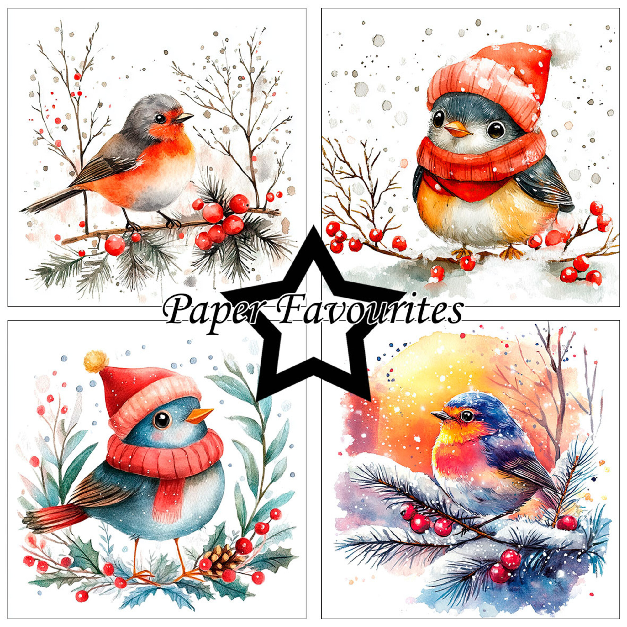 Paper Favourites – Christmas Birds paperilajitelma 15 x 15 cm - Image 3