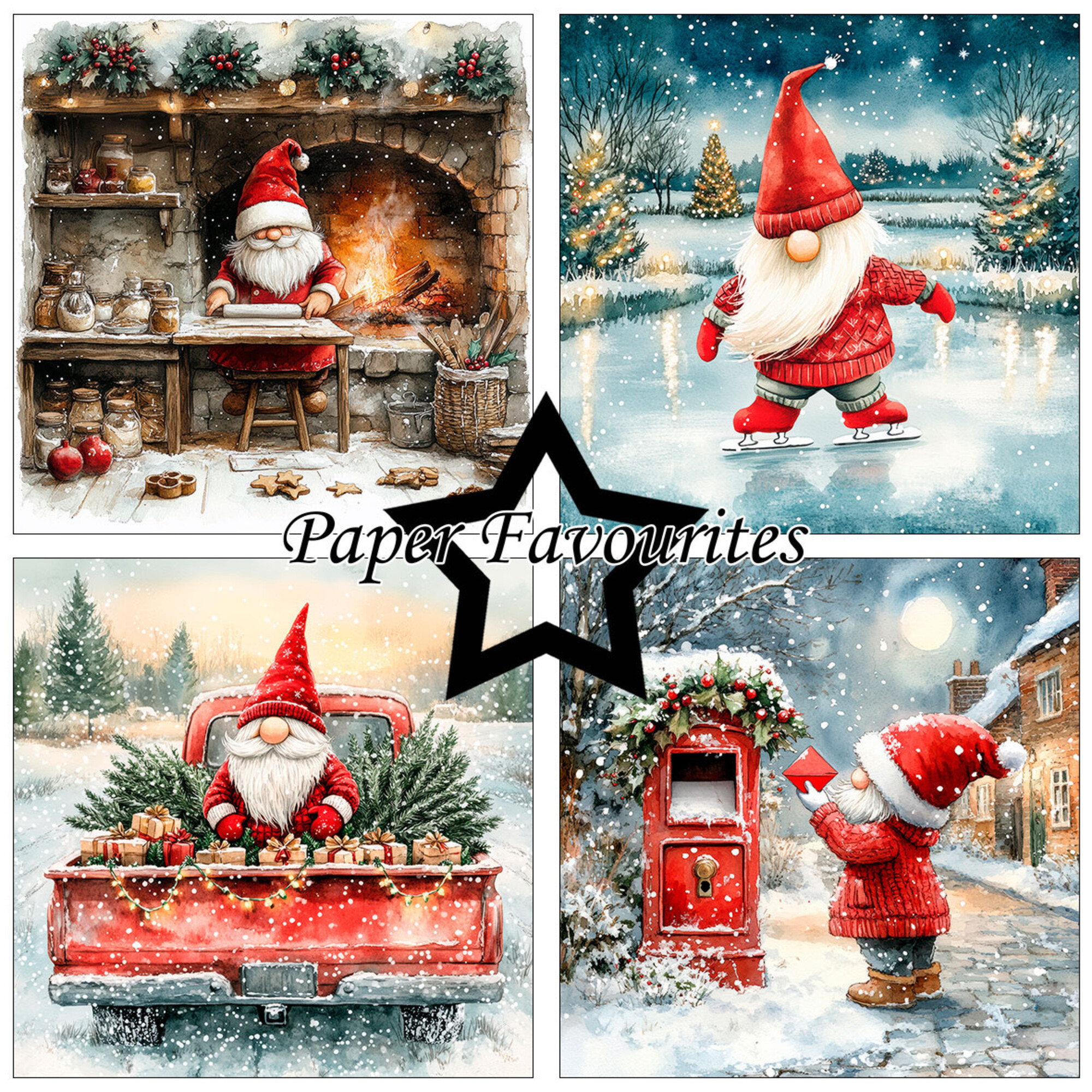 Paper Favourites – Christmas Gnomes #2 paperilajitelma 15 x 15 cm - Image 3
