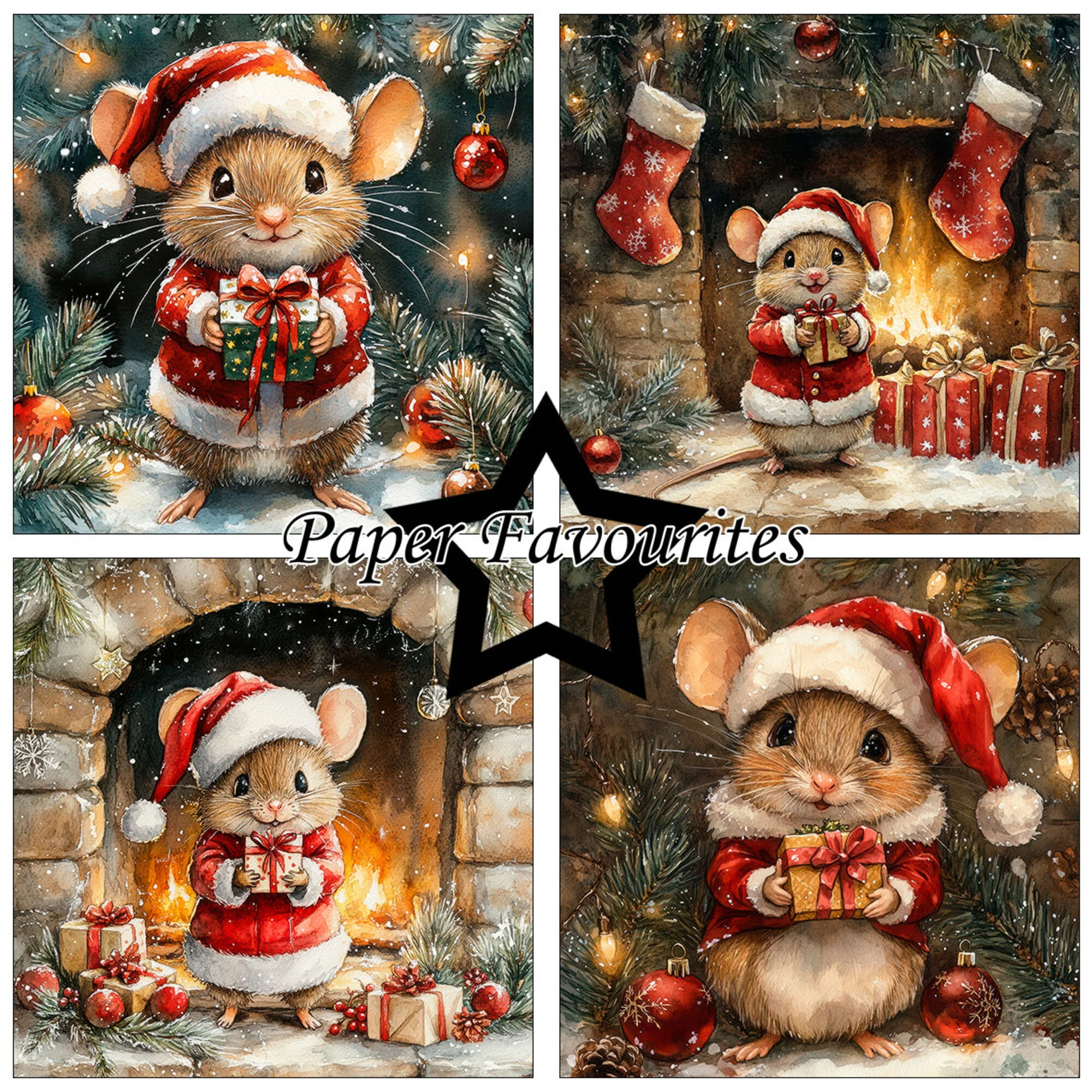 Paper Favourites – Christmas Mouse paperilajitelma 15 x 15 cm - Image 2