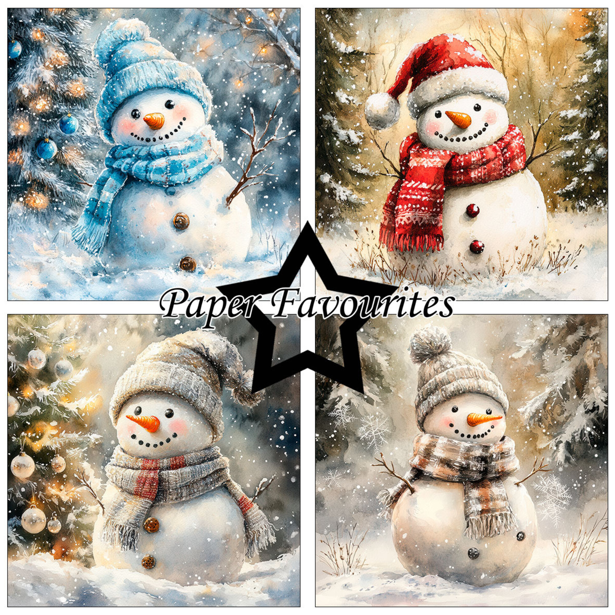 Paper Favourites – Christmas Snowman paperilajitelma 15 x 15 cm - Image 2