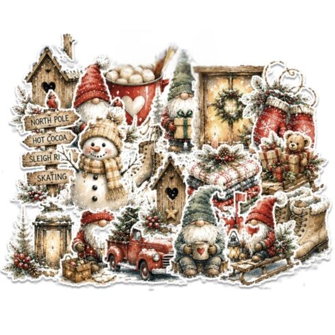 Paper Favourites Die-Cuts – Christmas Gnomes leikekuvat (20 kpl)