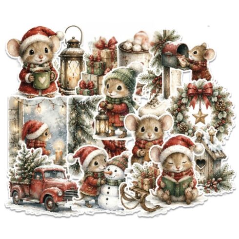 Paper Favourites Die-Cuts – Christmas Mouse leikekuvat (20 kpl)