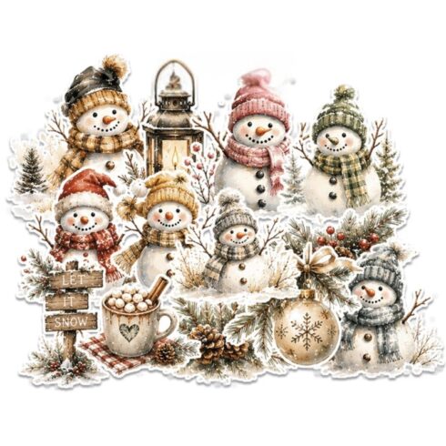 Paper Favourites Die-Cuts – Snowman leikekuvat (16 kpl)