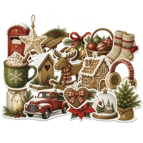 Paper Favourites Die-Cuts – Vintage Christmas leikekuvat (25 kpl)